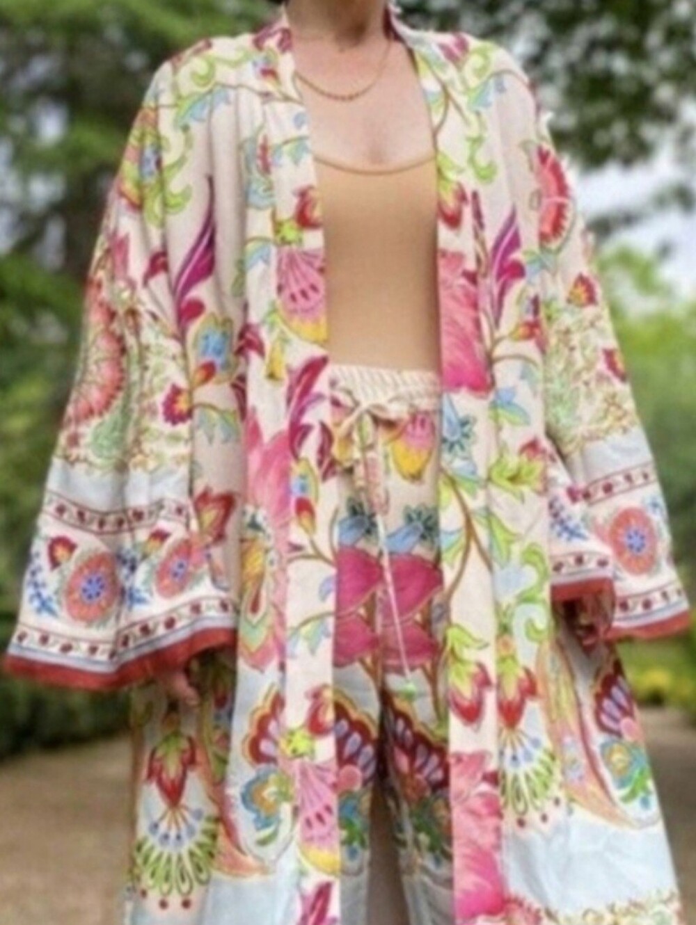 NWT Zara Boho Floral Satin Kimono Robe M